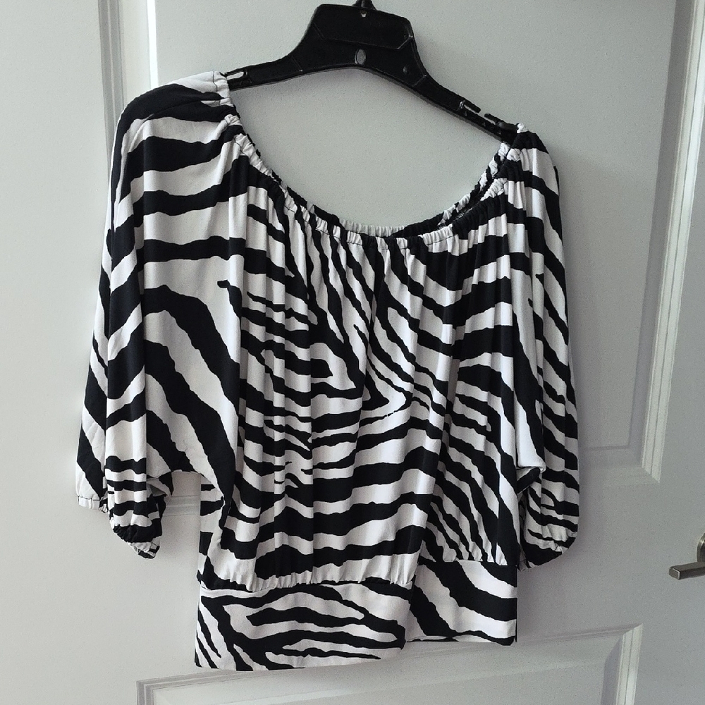 Express Black and White Striped Blouse